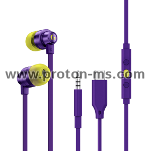 Геймърски слушалки с микрофон Logitech G333 In-ear 3.5 mm + USB-C adapter, тапи жични, лилави