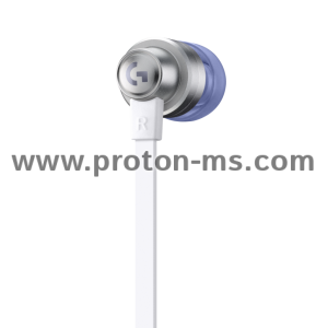 Геймърски слушалки с микрофон Logitech G333 In-ear 3.5 mm + USB-C adapter, тапи жични, бели