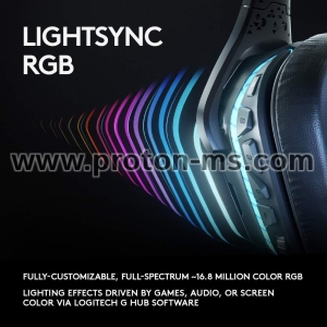 Геймърски слушалки Logitech,  G935 7.1 Wireless 7.1 Surround Lightsync, Безжични, Черни
