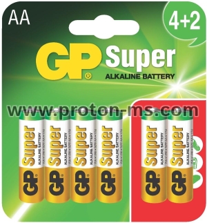 Алкална батерия GP SUPER LR6 AA / 4+2 бр. в опаковка 1.5V