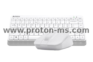 Комплект клавиатура и мишка A4TECH FG1112 Fstyler, Безжичен, 2.4 GHz, Бял
