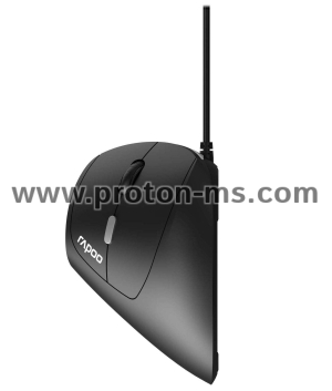 Вертикална ергономична мишка RAPOO EV200, С кабел, Черна