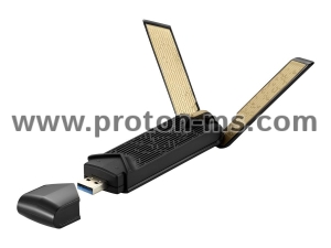 Безжичен адаптер ASUS USB-AX56U Dual Band AX1800 WiFi 6 802.11ax, USB 3.2 Gen1, Стойка, Две вградени и Две външни антени