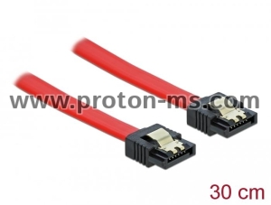 Delock Cable SATA 6 Gb/s male straight > SATA male straight 30 cm red metal