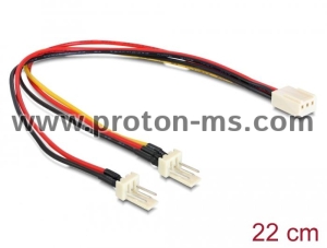 Delock Cable Molex 3 pin female > 2 x Molex 3 pin male (fan) 22 cm