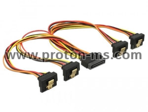 Delock Cable SATA 15 pin power plug with latching function > SATA 15 pin power receptacle 4 x down 30 cm