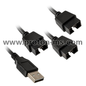 USB Хъб Lian Li PW-U2TPAB USB 2.0 1-към-3 Hub - Черно