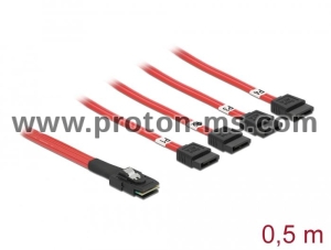 Delock Cable Mini SAS SFF-8087 > 4 x SATA 7 pin 0.5 m