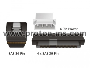 Интерфейсен кабел DeLock, mini SAS SFF-8087 - 4 x SAS SFF-8482 + power, 0.5 m