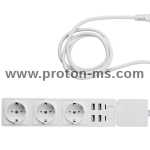 Smart WiFi Indoor Power Strip Edimax SP-1123WT 3 EU type AC Outlet + 4 USB Outputs