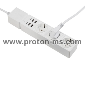 Smart WiFi Indoor Power Strip Edimax SP-1123WT 3 EU type AC Outlet + 4 USB Outputs