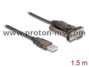 Адаптер Delock USB 2.0 Type-A - Serial RS-232 D-Sub 9 pin мъжко, 1.5 m