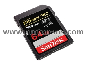 Memory card  SANDISK Extreme PRO SDXC, 64GB, UHS-II, До 300 MB/s 