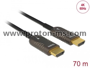 Оптичен кабел Delock, Активен, HDMI-A мъжко - HDMI-A мъжко, 4K, 60Hz, 70 m