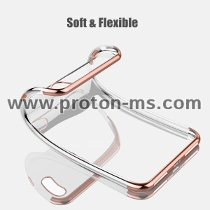 Прозрачен Силиконов Ултра Тънък Кейс за iPhone X Ultra Thin Soft Silicone, Розово Златист