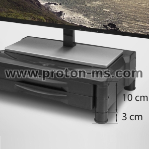 ACT Monitor stand extra wide with two drawers, up to 10kg, adjustable height