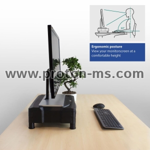 ACT Monitor stand extra wide with two drawers, up to 10kg, adjustable height