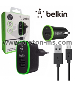 Зарядно Micro USB, 12V, 220V комплект, Belkin