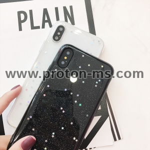 Силиконов Кейс за iPhone X LACK Bling Glitter Soft Phone Case For iPhone X Case Fashion Cute Star Back Cover Love Heart Shining Powder
