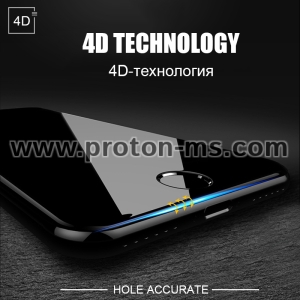 4D Стъклен протектор за iPhone X, XS 4D Round Curved Edge Tempered Glass, Черен