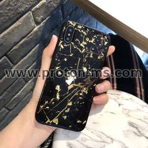 Силиконов Кейс за iPhone X Lovebay Luxury Gold Foil Glitter Marble Stone Phone Cases