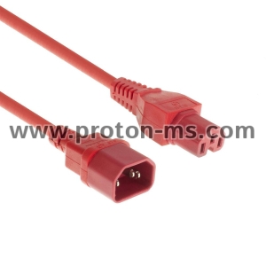 Захранващ кабел ACT, C14 - C15, 2m, Червен