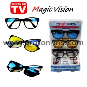 Стилни Очила с Лесно Сменящи се Магнитни Лещи 3 в 1 Magic Vision